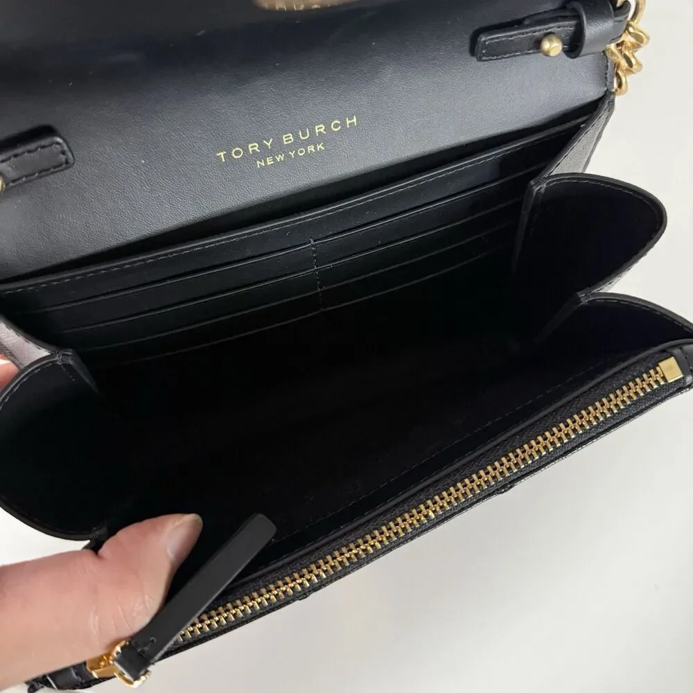 Tory Burch Willa Chain Wallet Crossbody Bag Black With Dust bag
